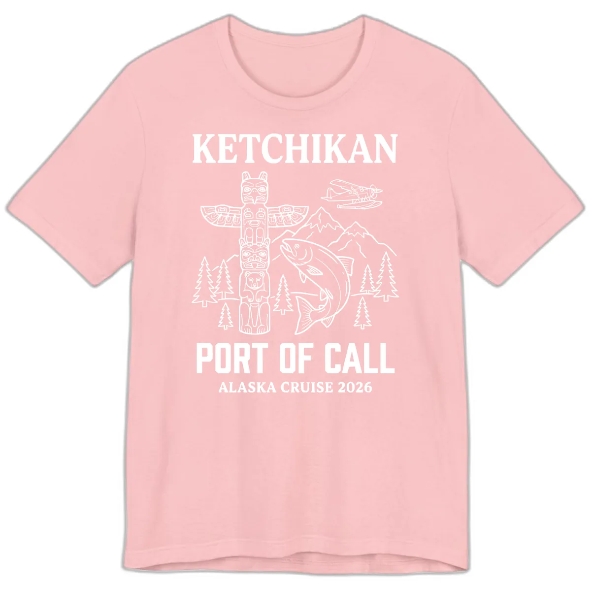 Ketchikan Port Of Call Alaska Cruise Premium T-Shirt in Pink