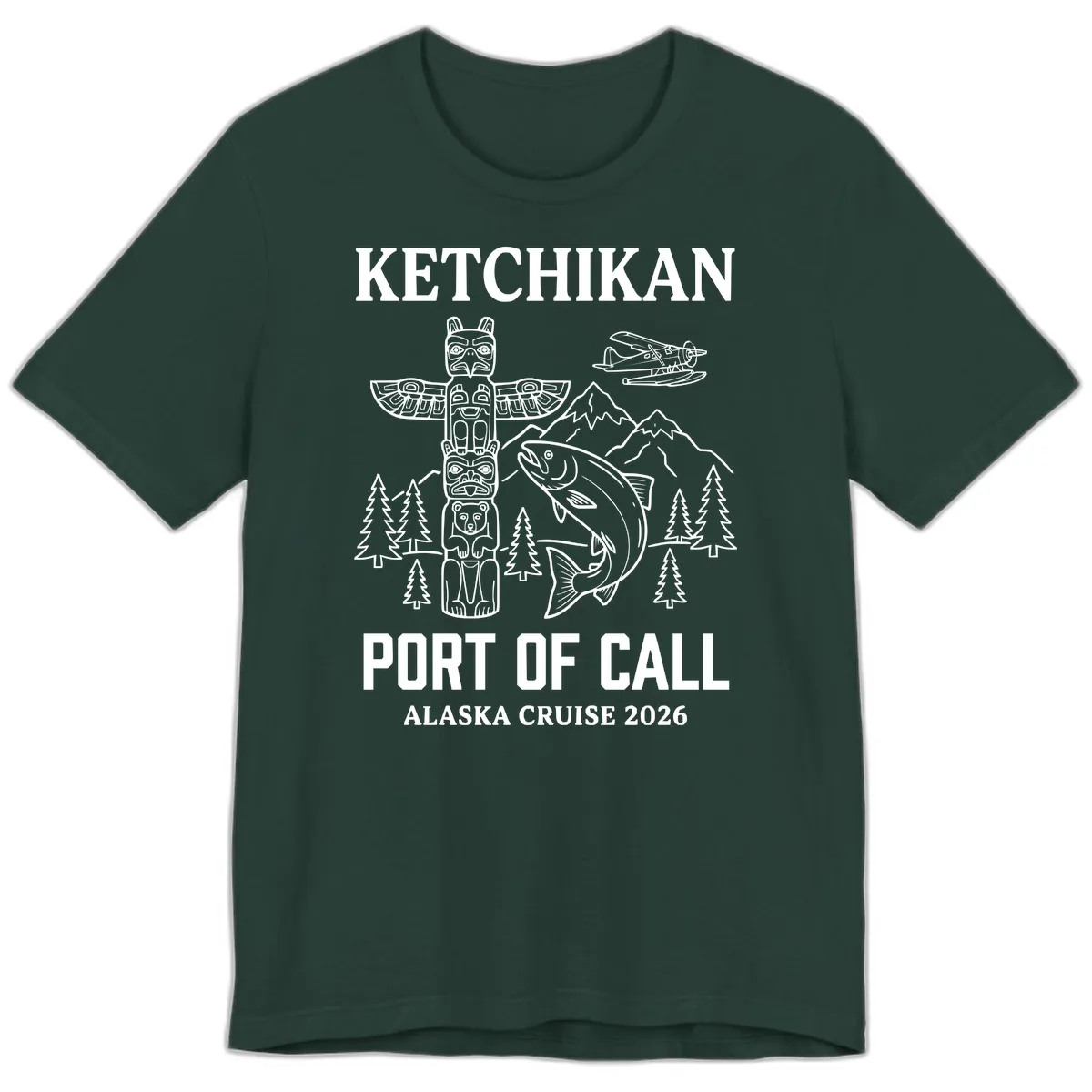 Ketchikan Port Of Call Alaska Cruise Premium T-Shirt in Forest