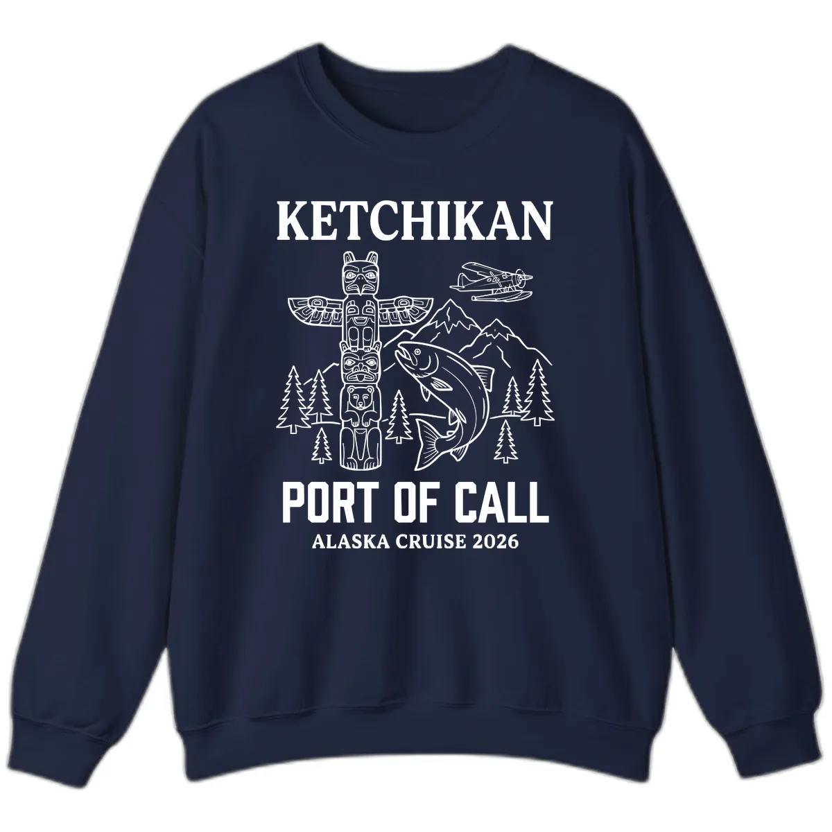 Ketchikan Port Of Call Alaska Cruise Sweatshirt in Navy