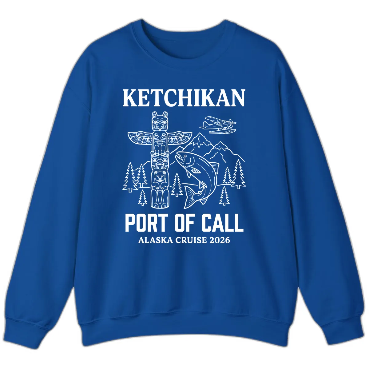 Ketchikan Port Of Call Alaska Cruise Sweatshirt in Royal