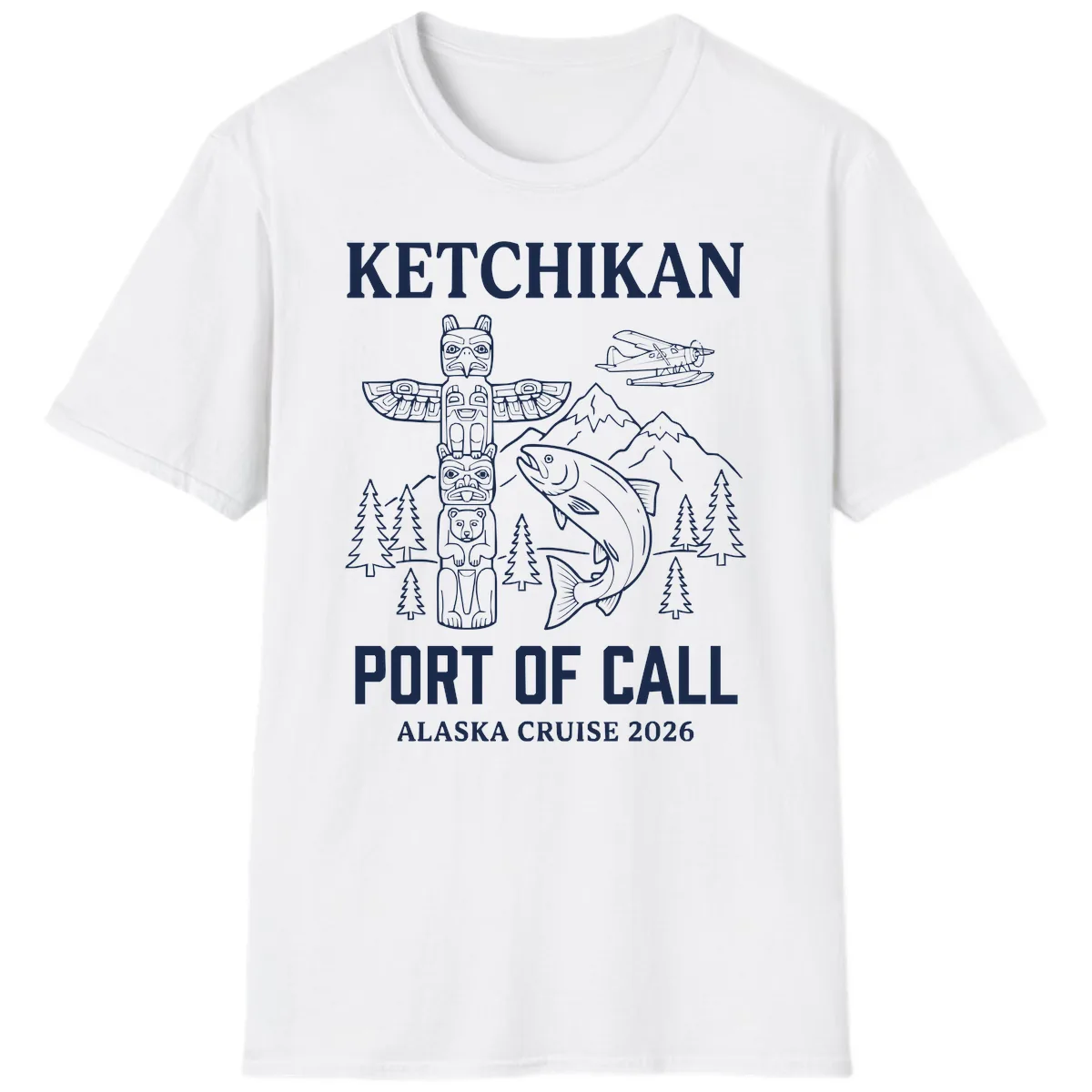 Ketchikan Port Of Call Alaska Cruise T-Shirt in White