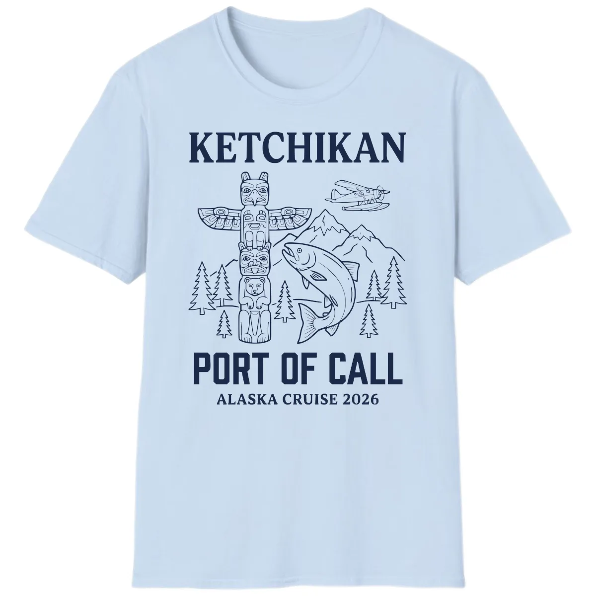 Ketchikan Port Of Call Alaska Cruise T-Shirt in Light Blue