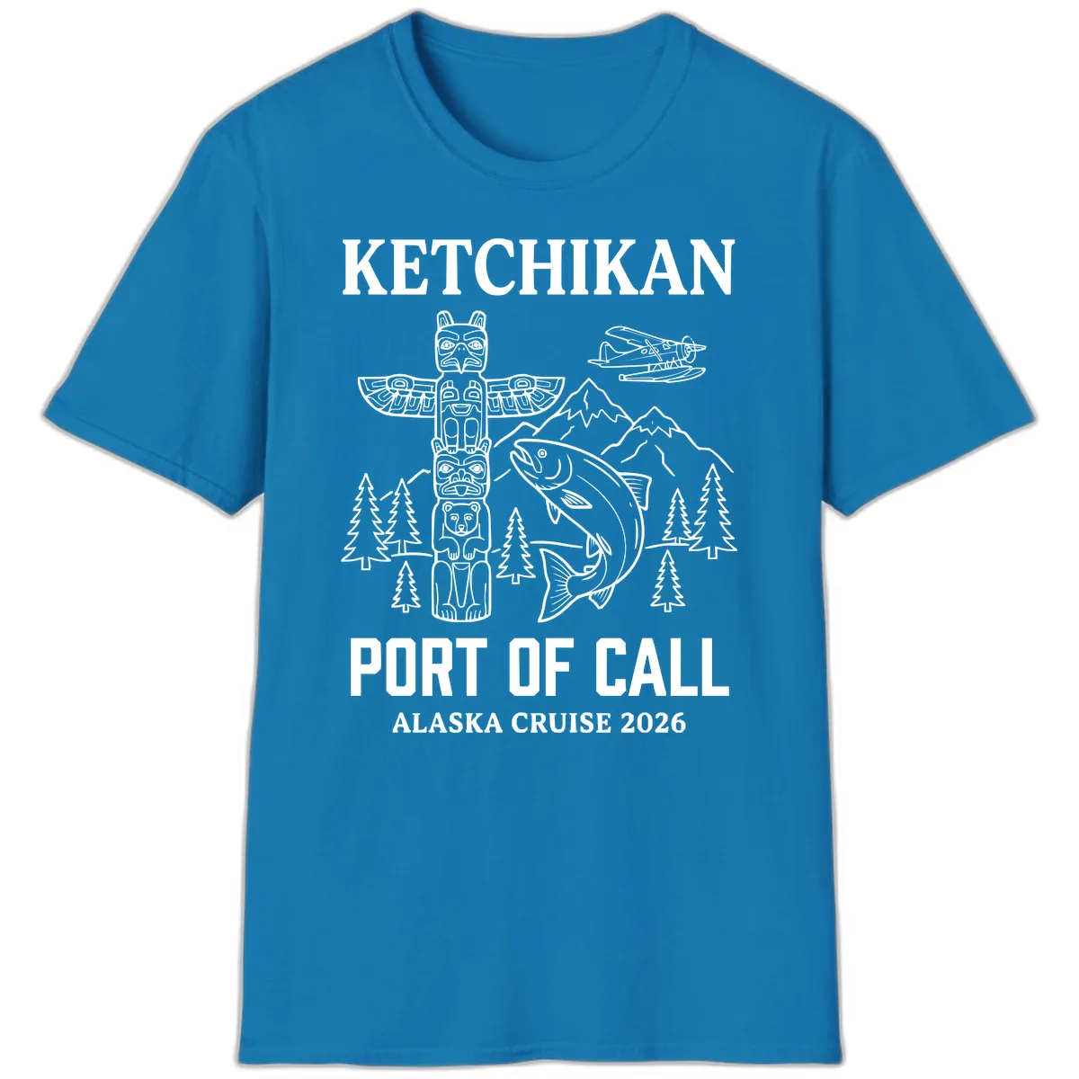 Ketchikan Port Of Call Alaska Cruise T-Shirt in Sapphire