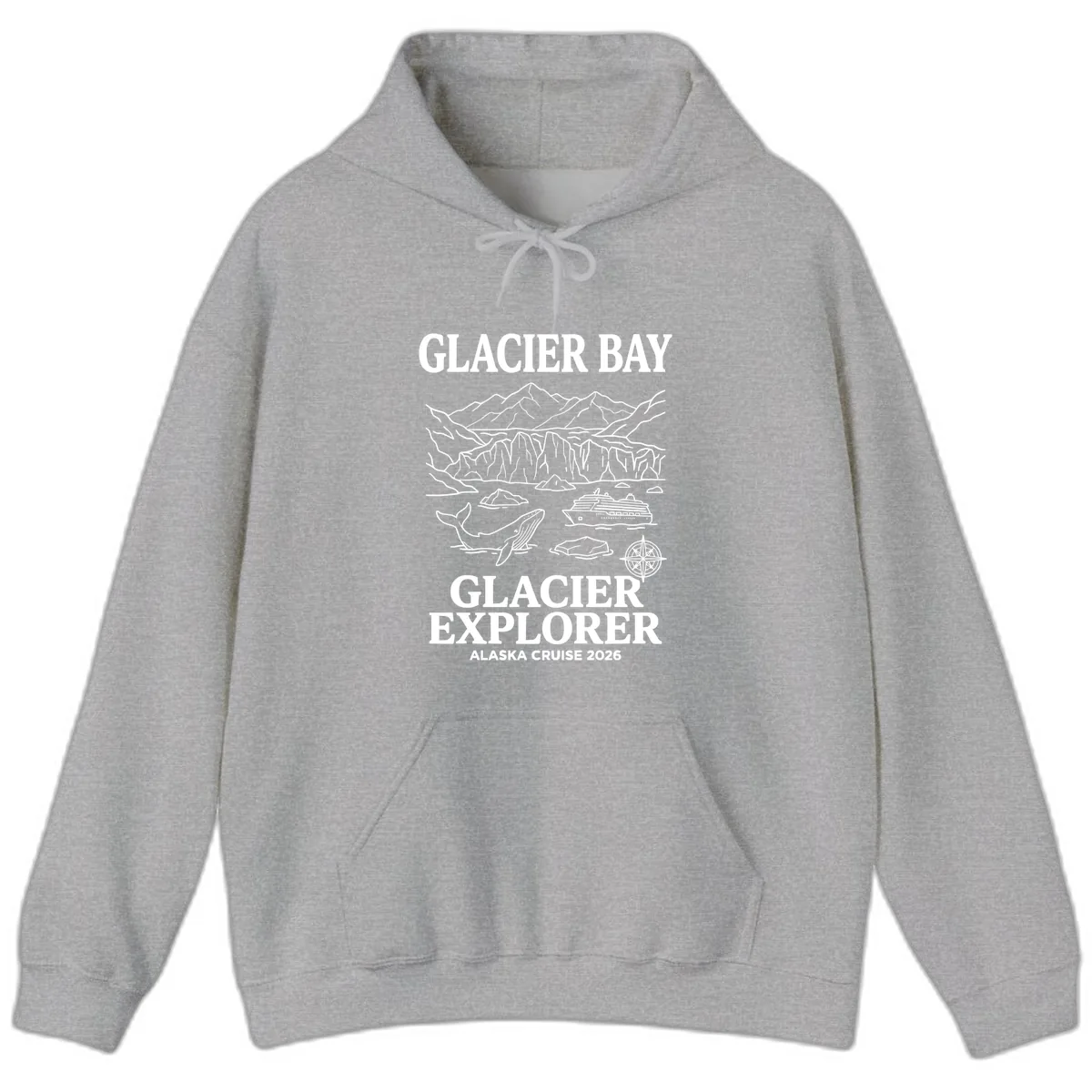 Glacier Bay Explorer Alaska Cruise Hoodie in Sport Grey