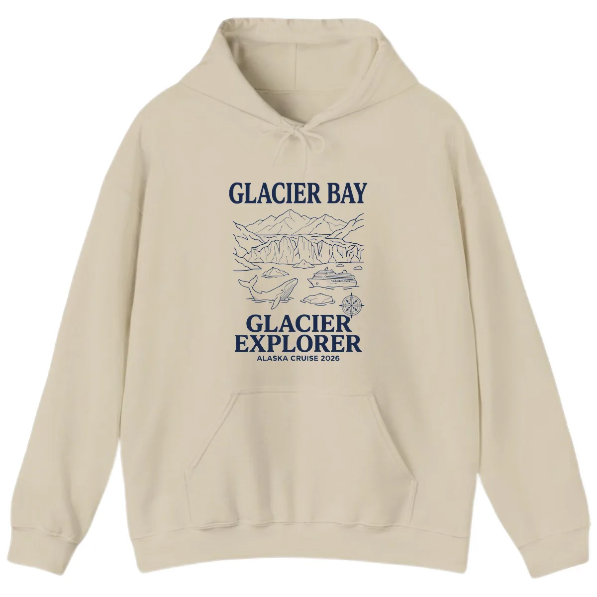 Glacier Bay Explorer Alaska Cruise Hoodie in Sand