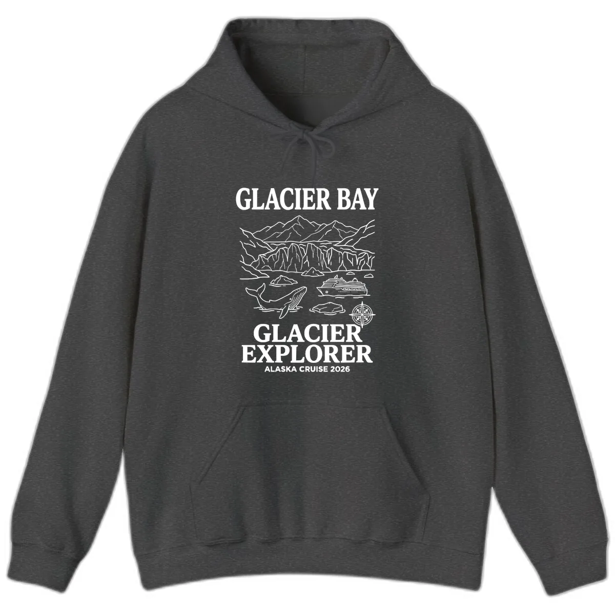 Glacier Bay Explorer Alaska Cruise Hoodie in Dark Heather