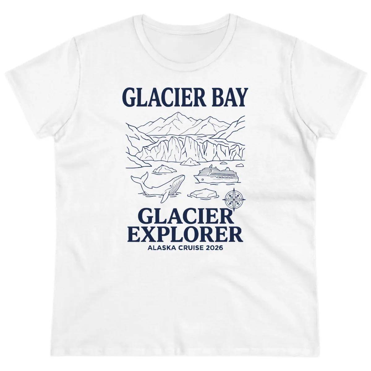 Glacier Bay Explorer Alaska Cruise Ladies Tee in White