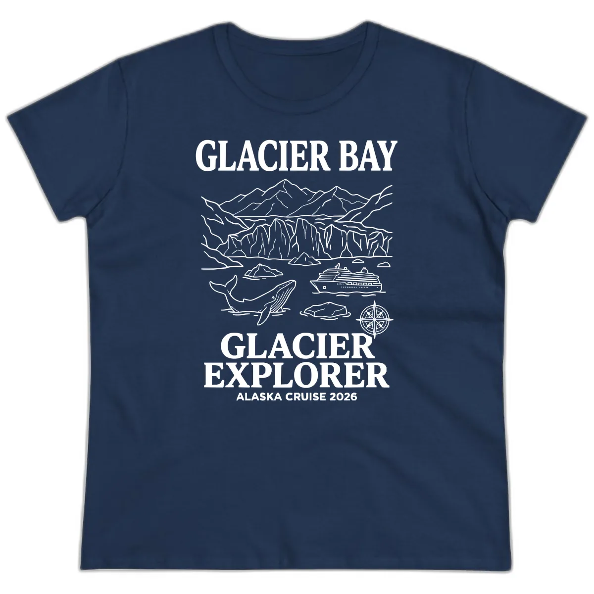 Glacier Bay Explorer Alaska Cruise Ladies Tee in Navy