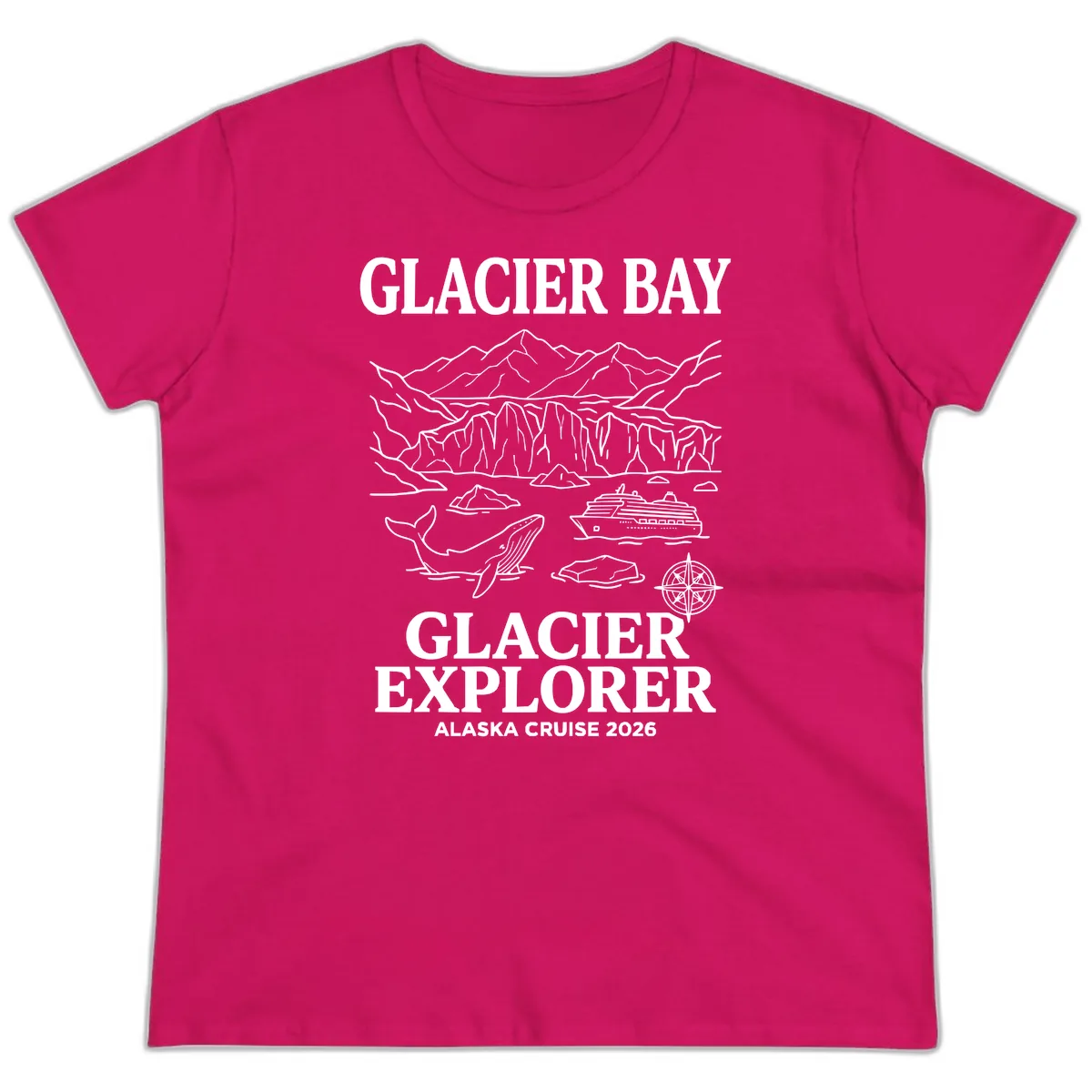Glacier Bay Explorer Alaska Cruise Ladies Tee in Heliconia