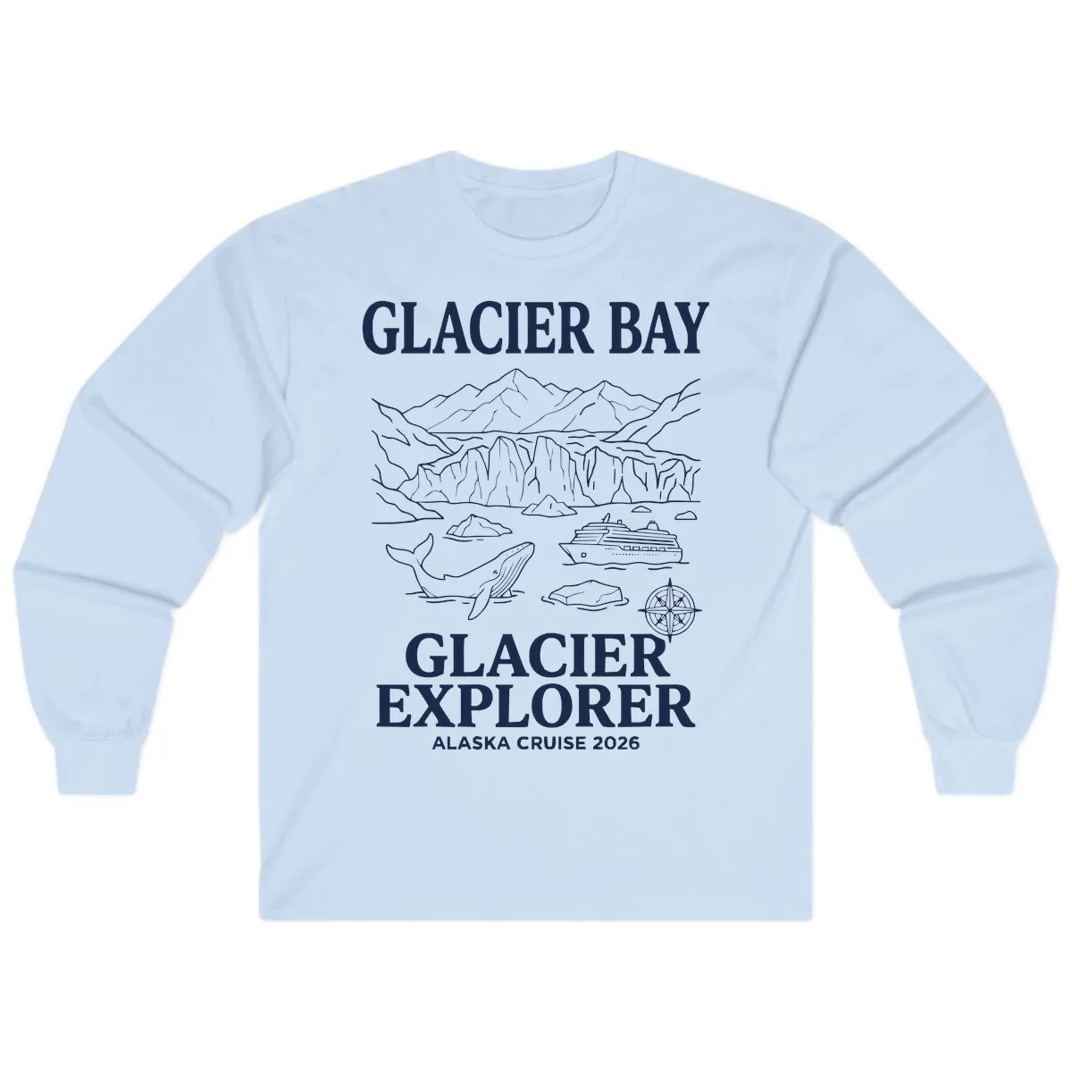Glacier Bay Explorer Alaska Cruise Long Sleeve in Light Blue