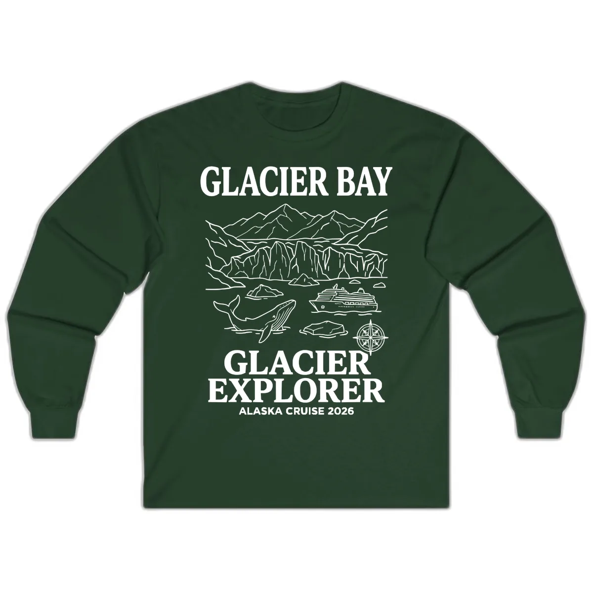 Glacier Bay Explorer Alaska Cruise Long Sleeve in Forest Green