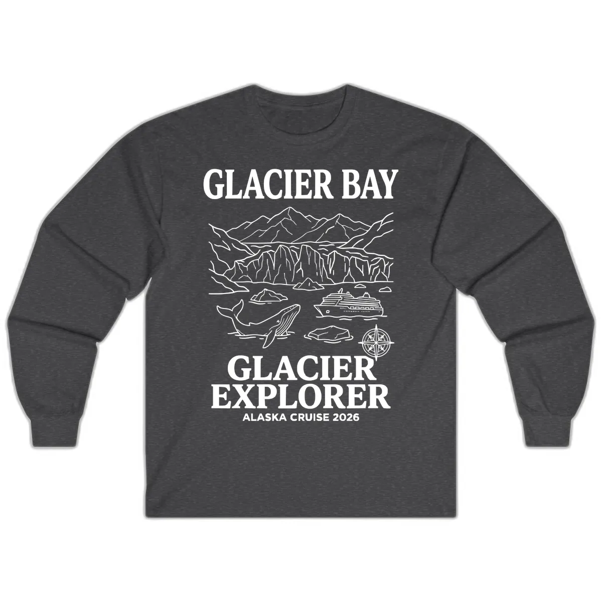 Glacier Bay Explorer Alaska Cruise Long Sleeve in Dark Heather
