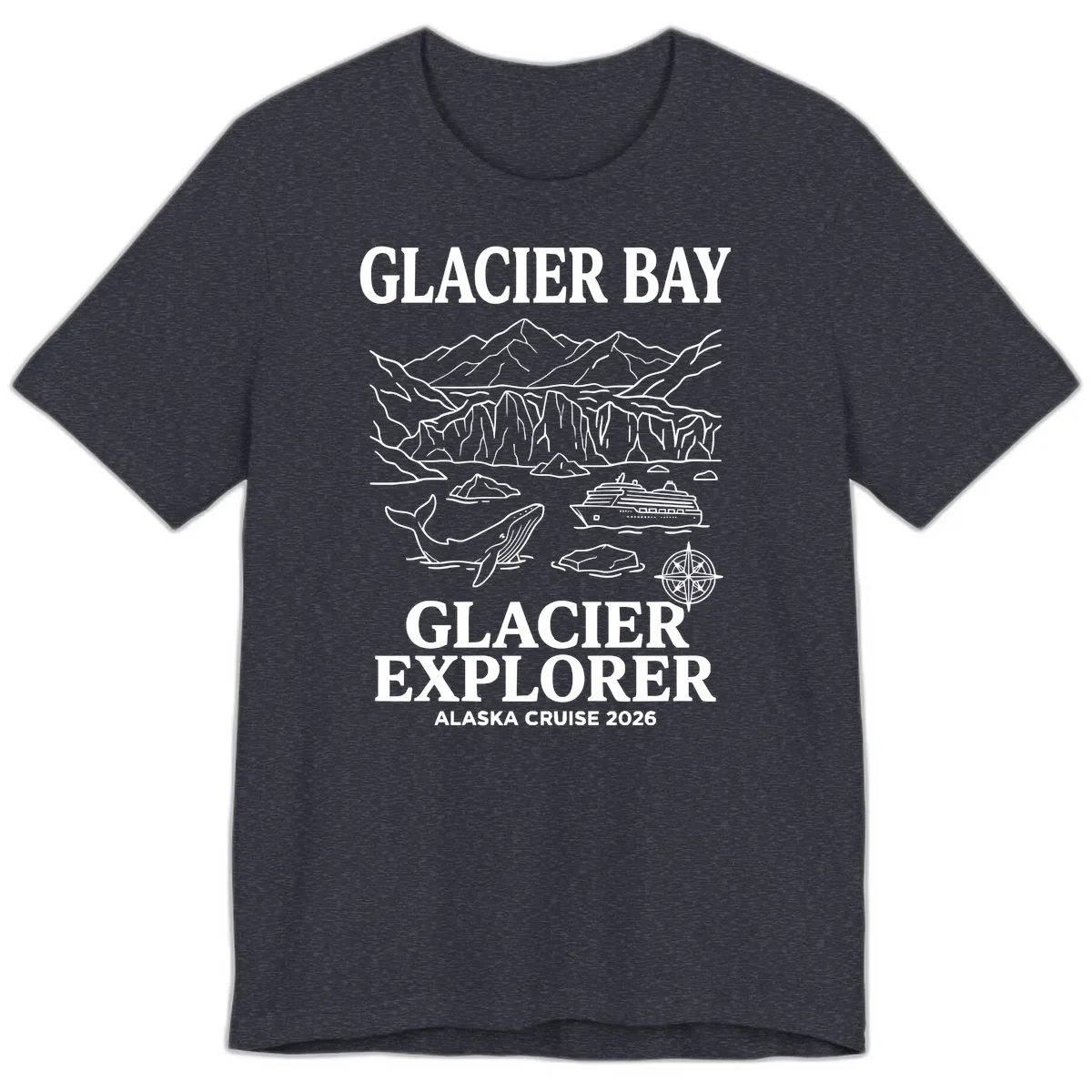 Glacier Bay Explorer Alaska Cruise Premium T-Shirt in Heather Navy