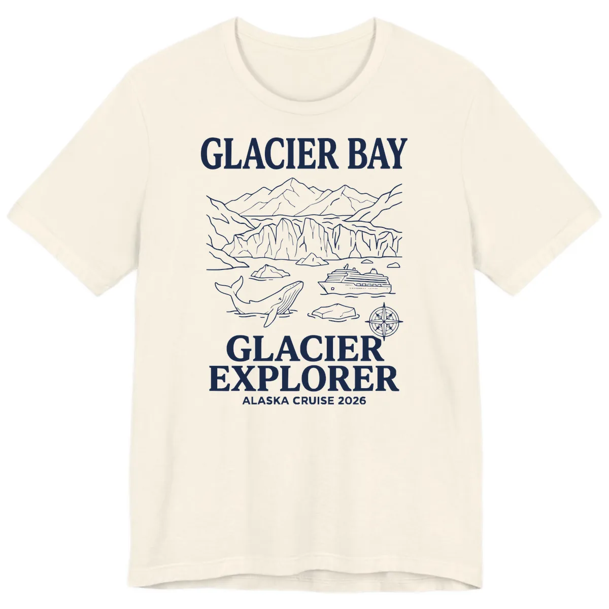 Glacier Bay Explorer Alaska Cruise Premium T-Shirt in Natural