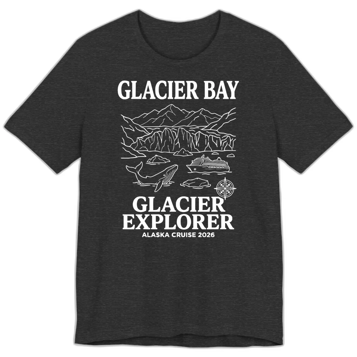 Glacier Bay Explorer Alaska Cruise Premium T-Shirt in Dark Grey Heather