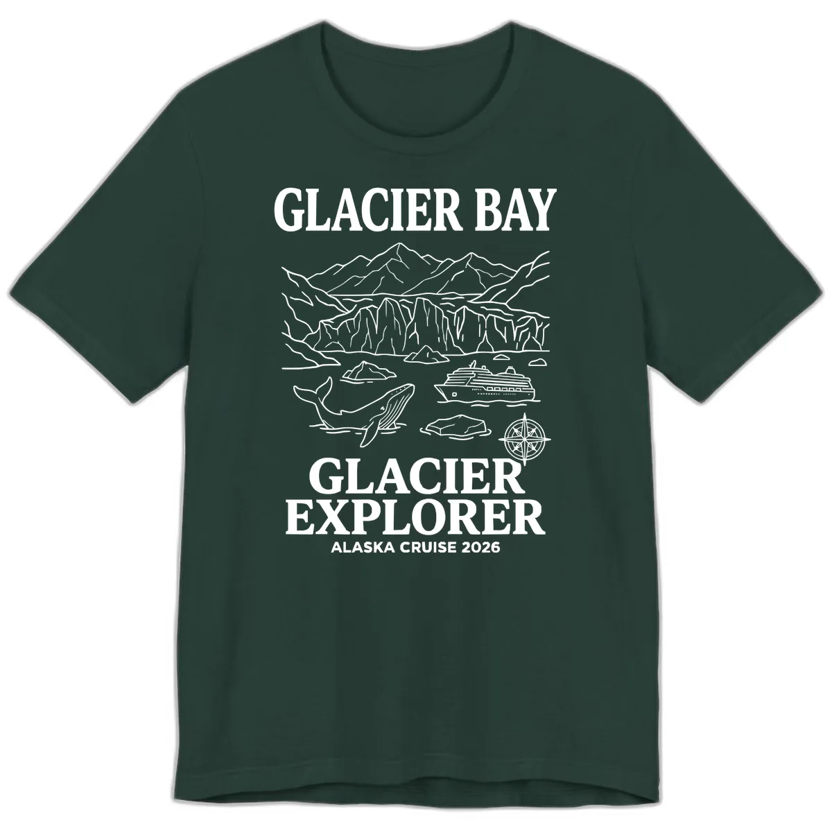 Glacier Bay Explorer Alaska Cruise Premium T-Shirt in Forest