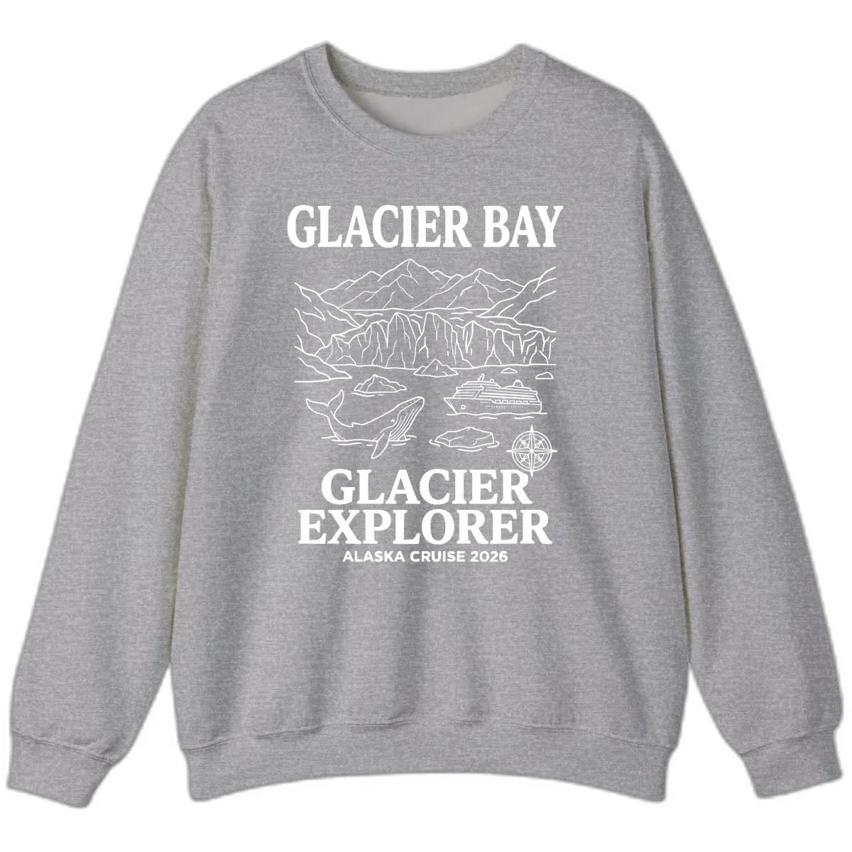 Glacier Bay Explorer Alaska Cruise Sweatshirt in Sport Grey