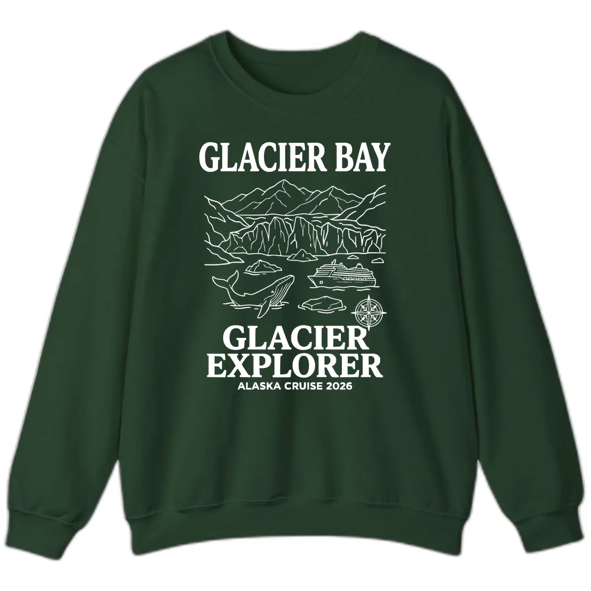 Glacier Bay Explorer Alaska Cruise Sweatshirt in Forest Green