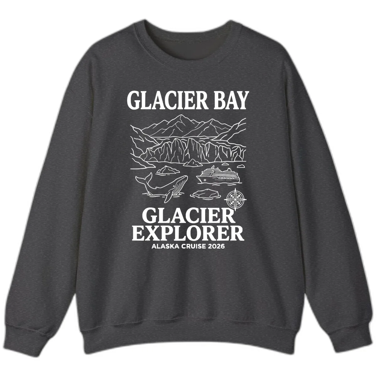Glacier Bay Explorer Alaska Cruise Sweatshirt in Dark Heather
