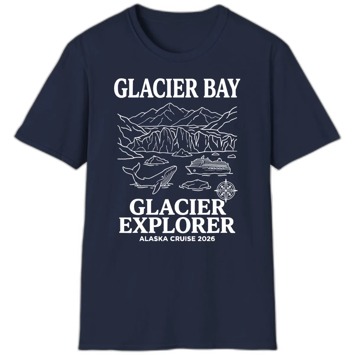 Glacier Bay Explorer Alaska Cruise T-Shirt in Navy