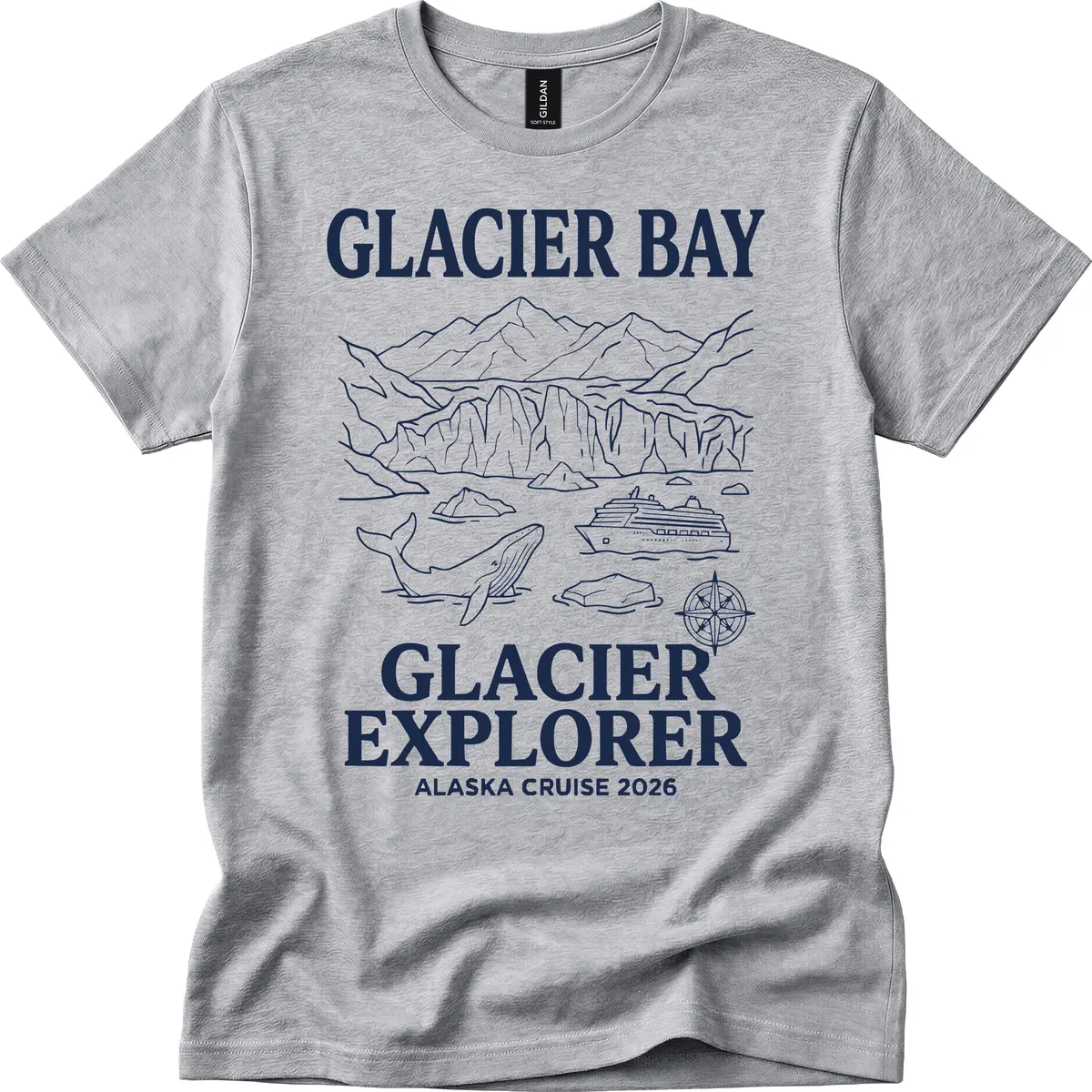 Glacier Bay Explorer Alaska Cruise T-Shirt in Sport Grey