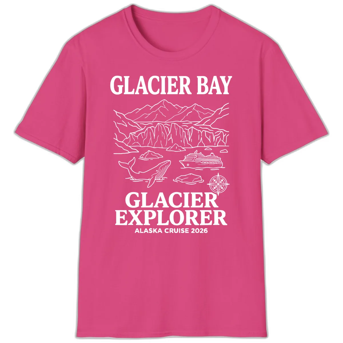 Glacier Bay Explorer Alaska Cruise T-Shirt in Heliconia