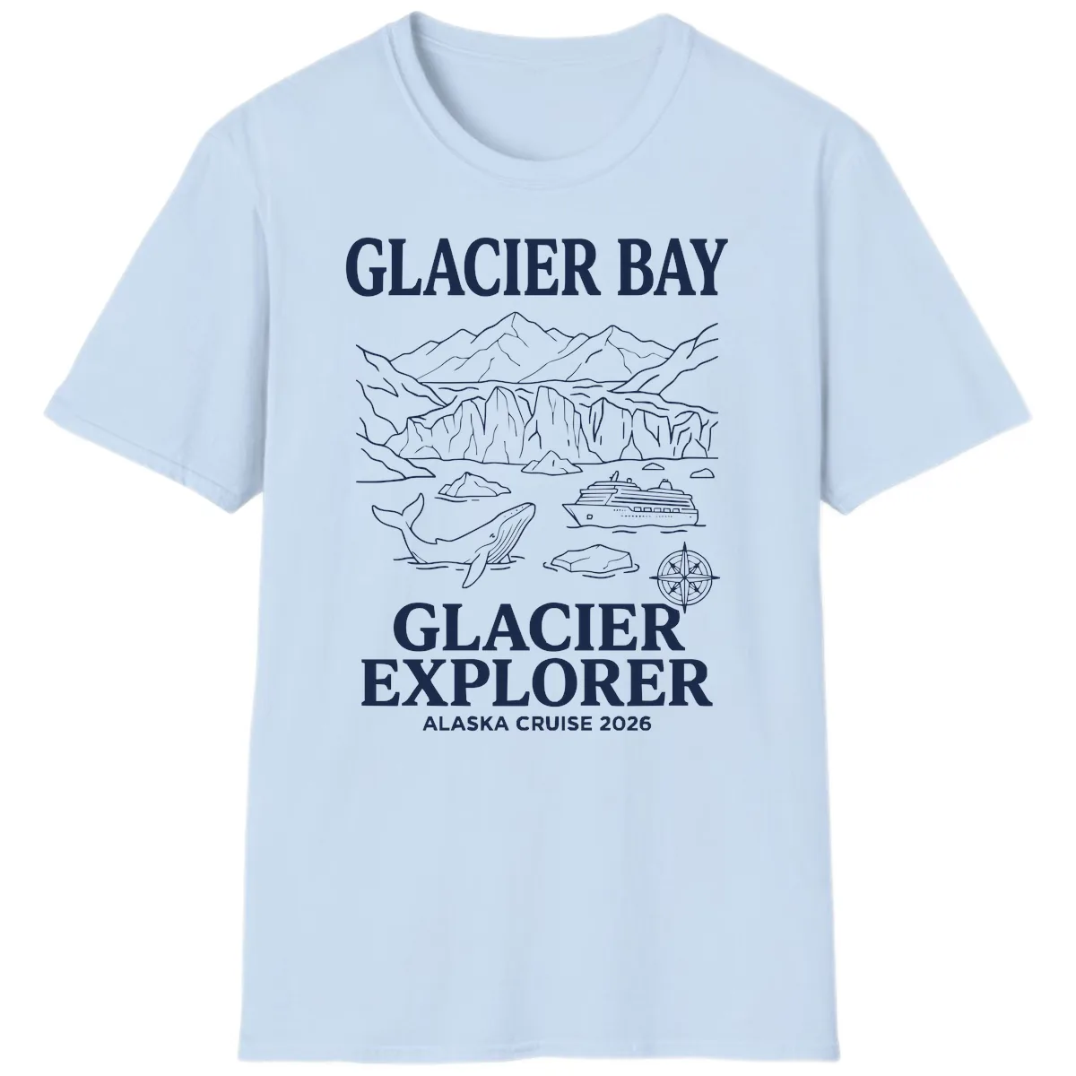 Glacier Bay Explorer Alaska Cruise T-Shirt in Light Blue