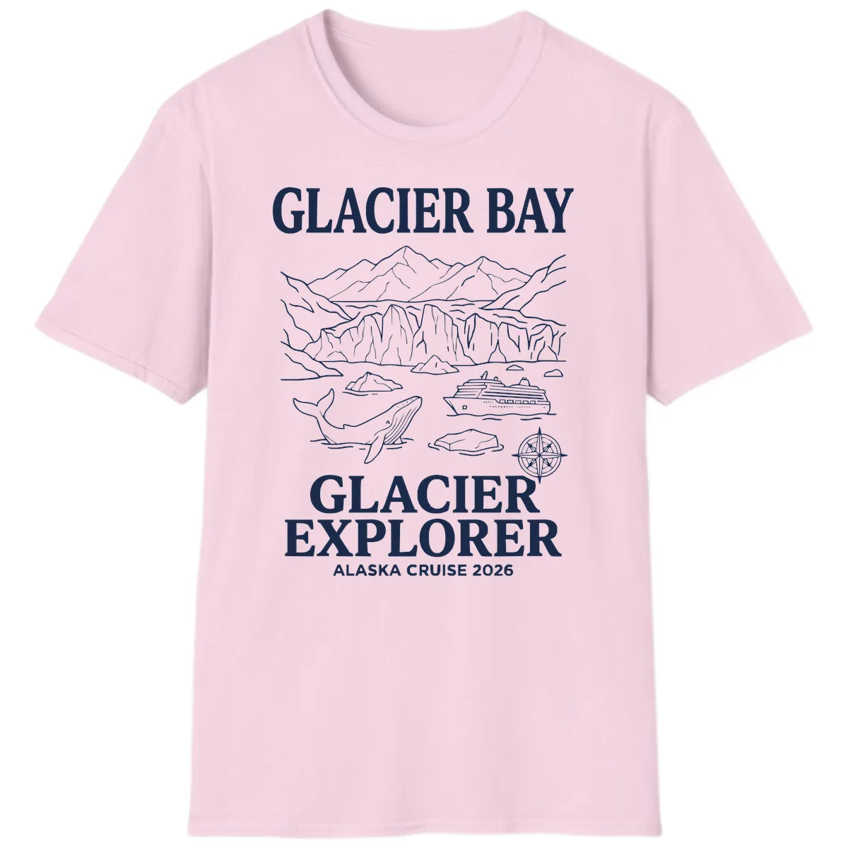 Glacier Bay Explorer Alaska Cruise T-Shirt in Light Pink