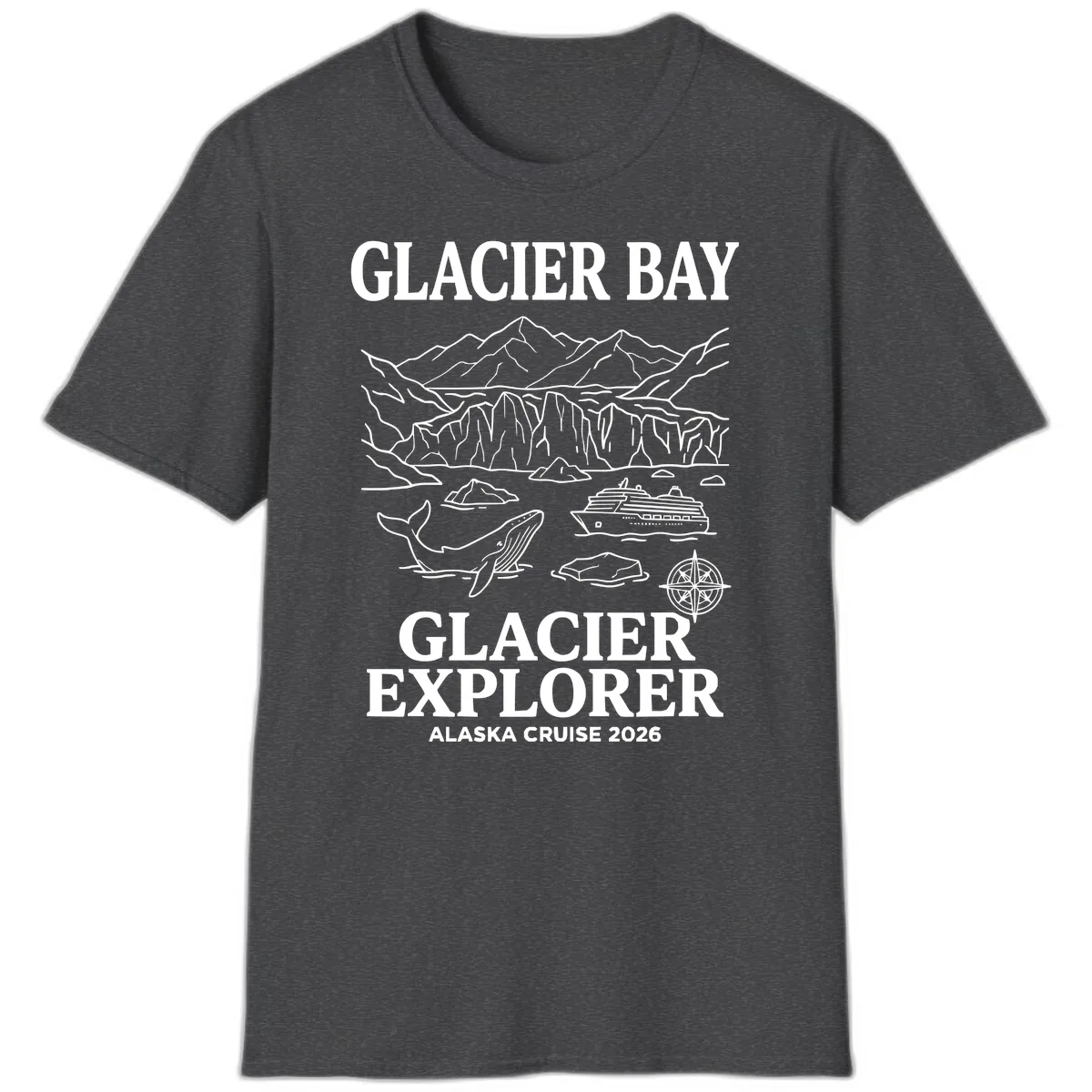 Glacier Bay Explorer Alaska Cruise T-Shirt in Dark Heather