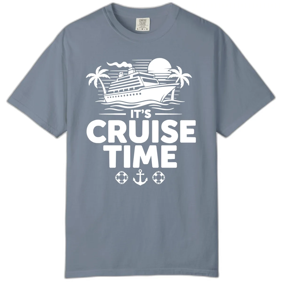 It's Cruise Time Tropical Getaway Comfort Color in Blue Jean