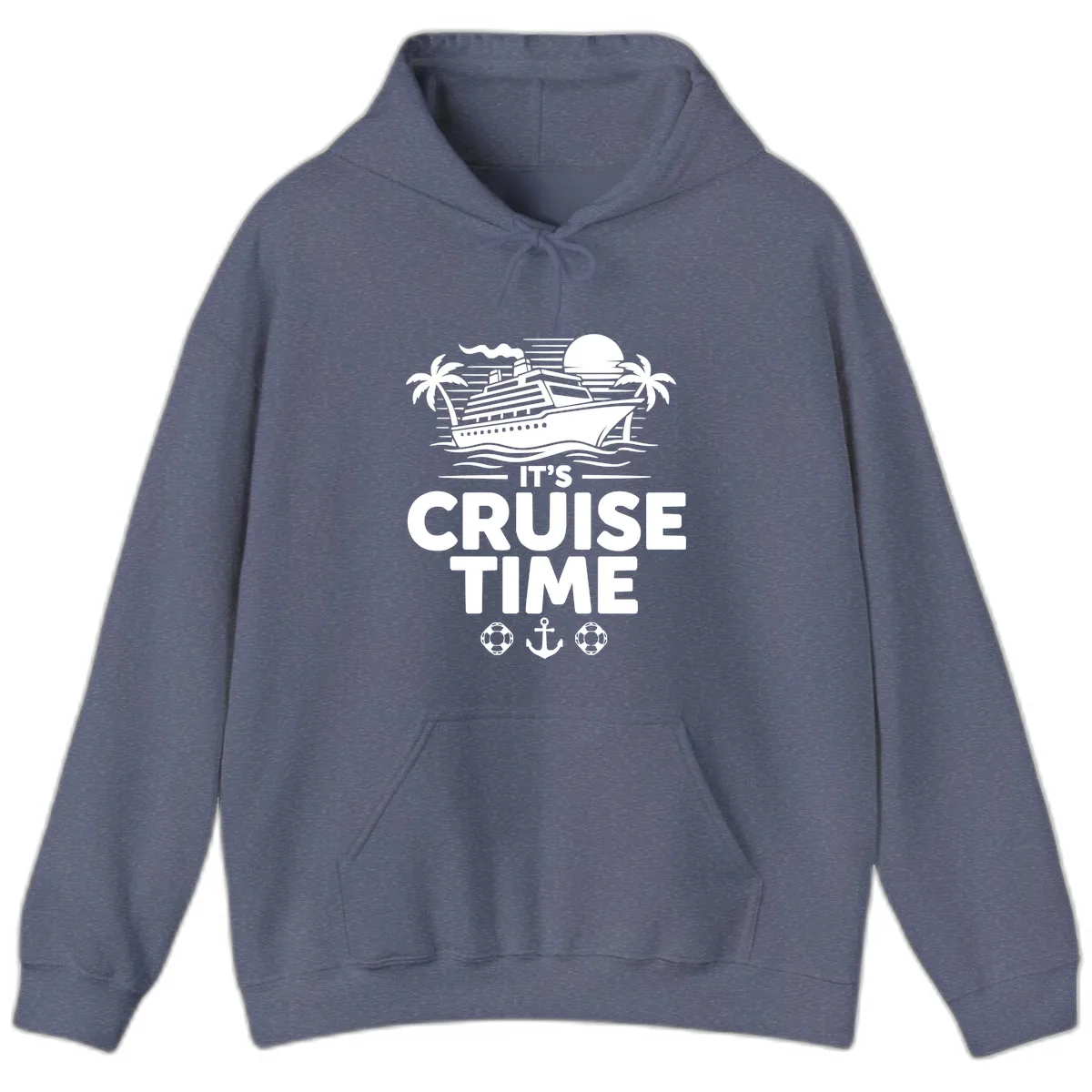 It's Cruise Time Tropical Getaway Hoodie in Heather Navy
