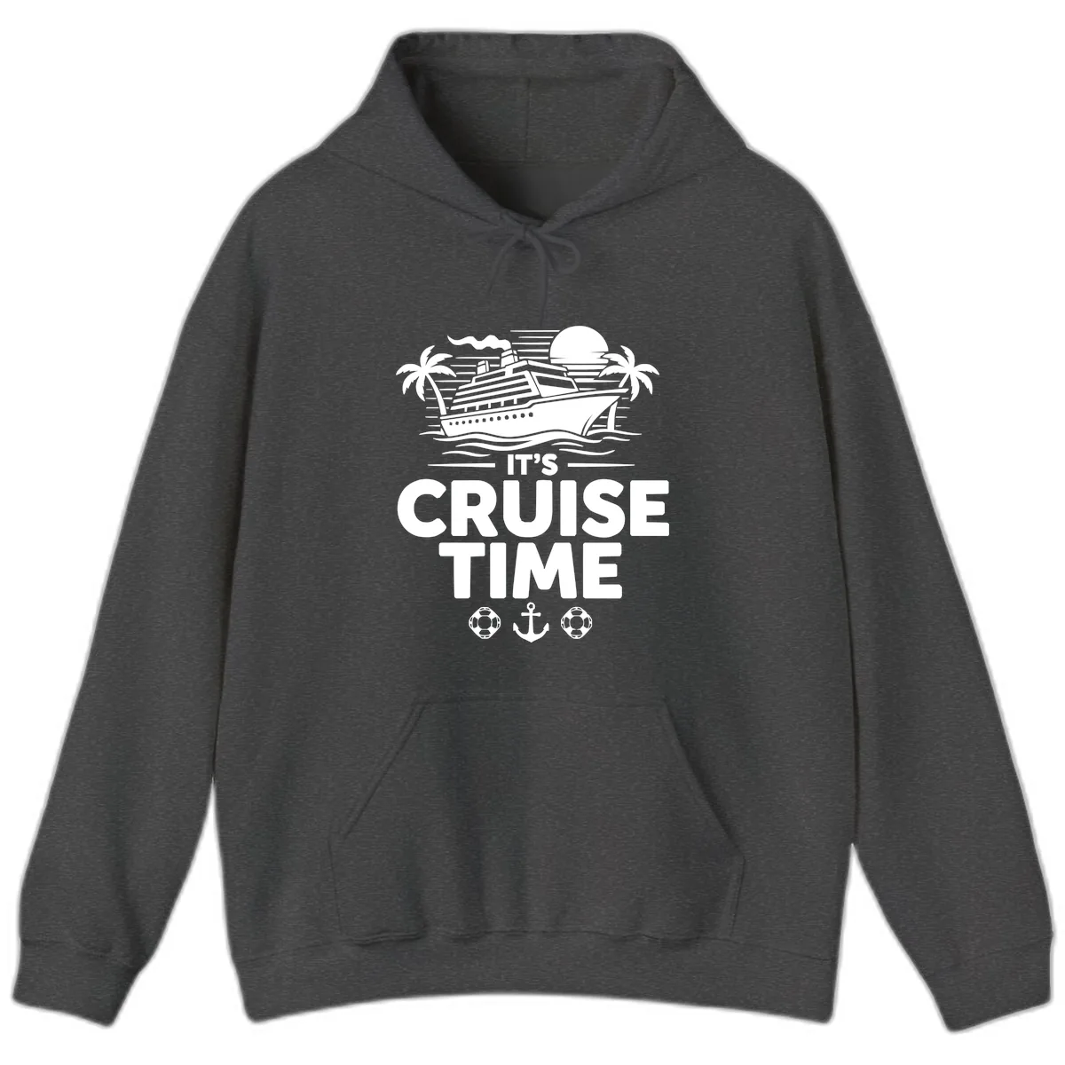It's Cruise Time Tropical Getaway Hoodie in Dark Heather
