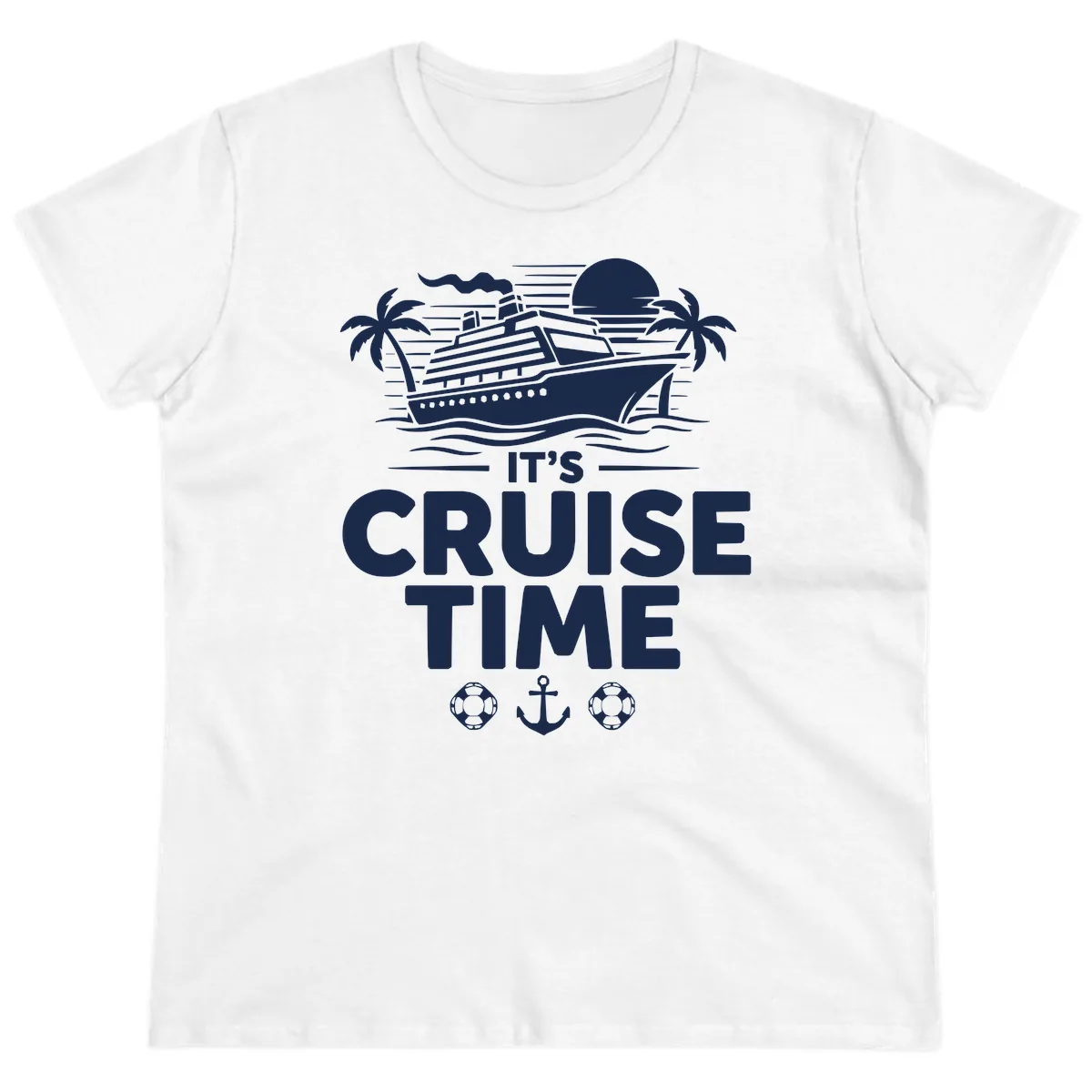 It's Cruise Time Tropical Getaway Ladies Tee in White