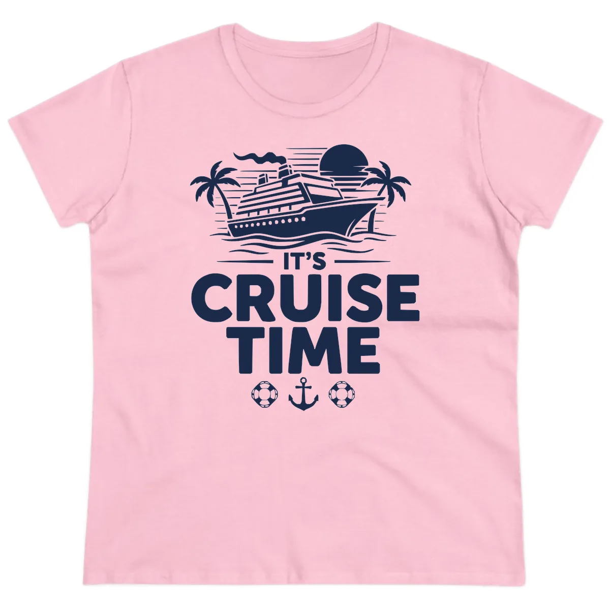 It's Cruise Time Tropical Getaway Ladies Tee in Light Pink
