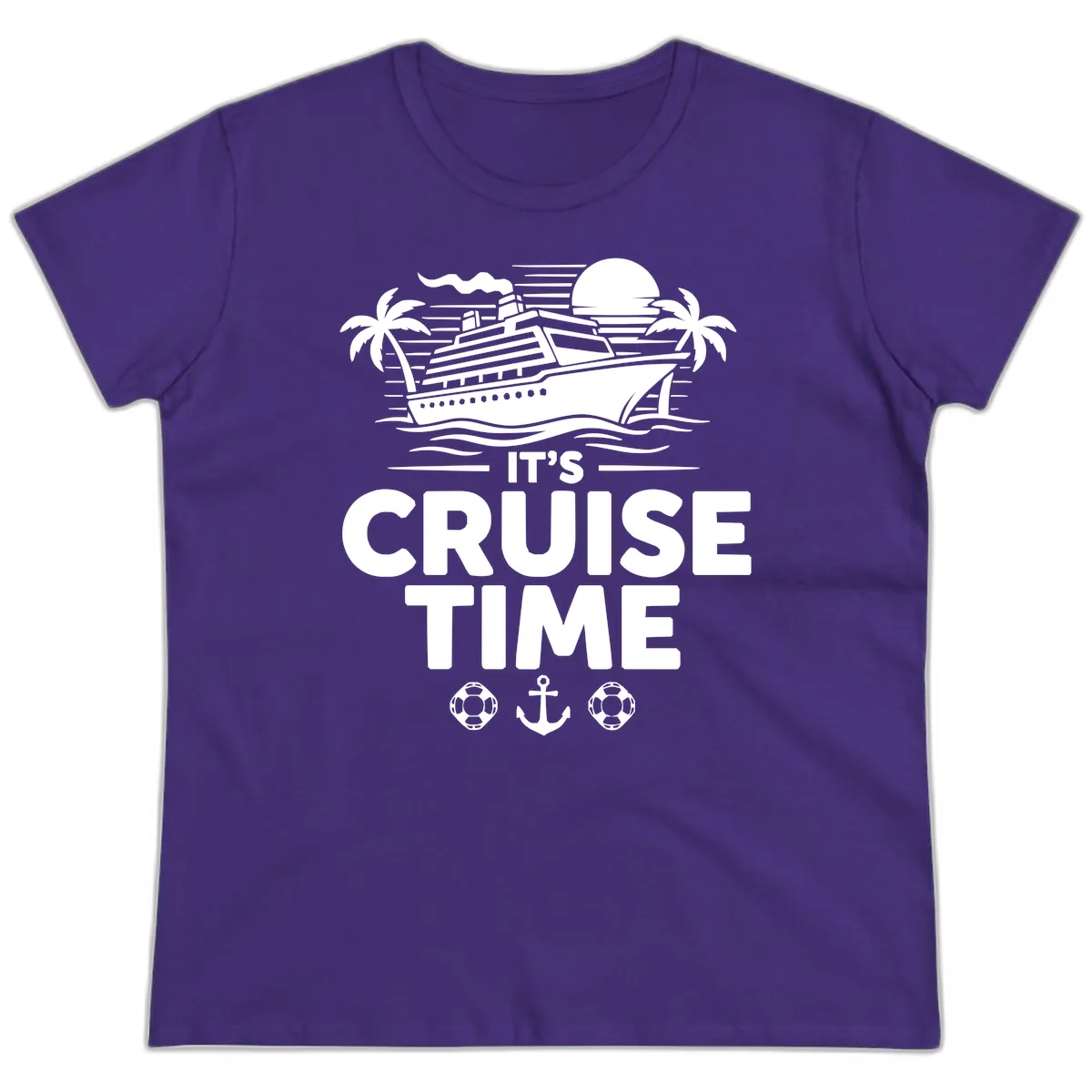 It's Cruise Time Tropical Getaway Ladies Tee in Purple