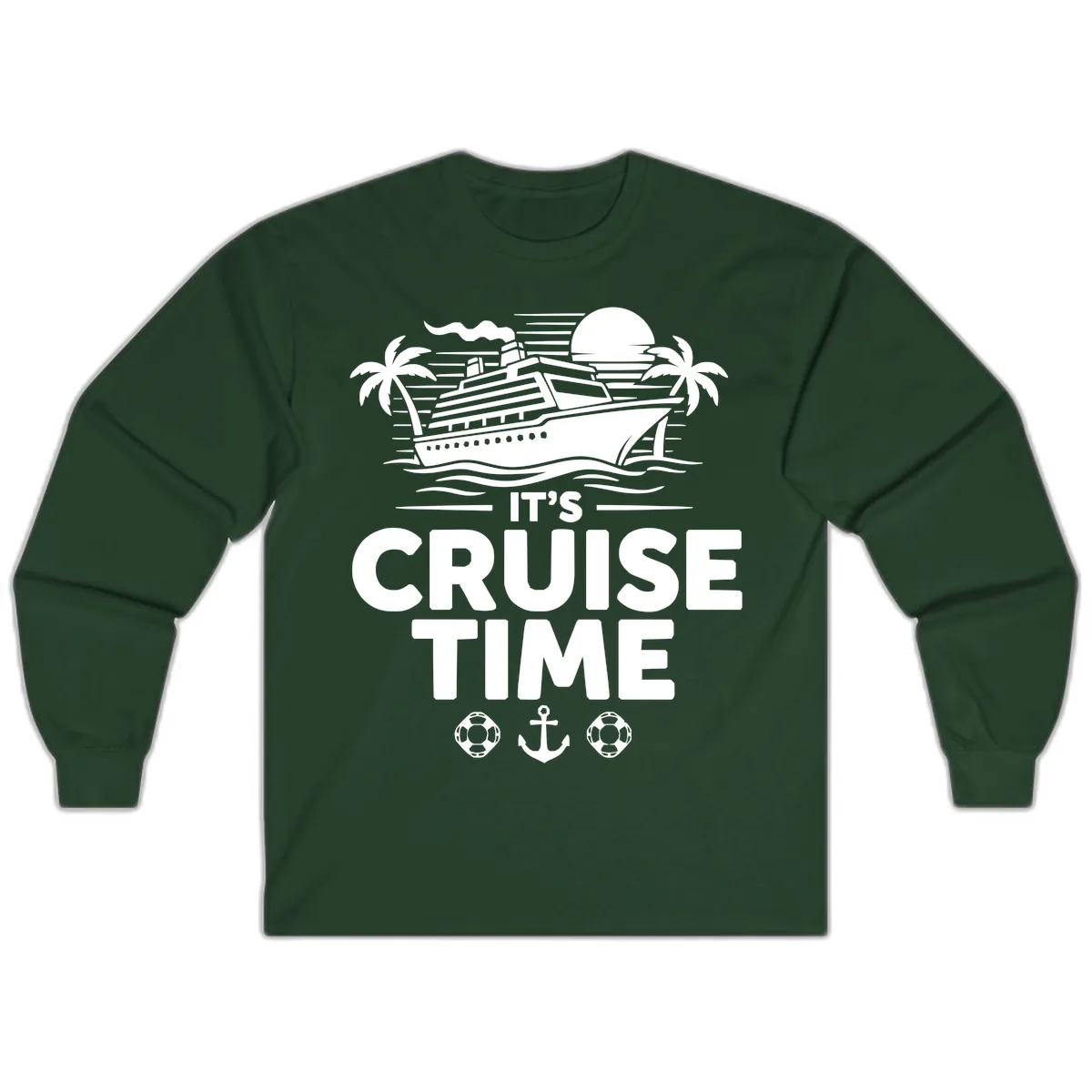 It's Cruise Time Tropical Getaway Long Sleeve in Forest Green