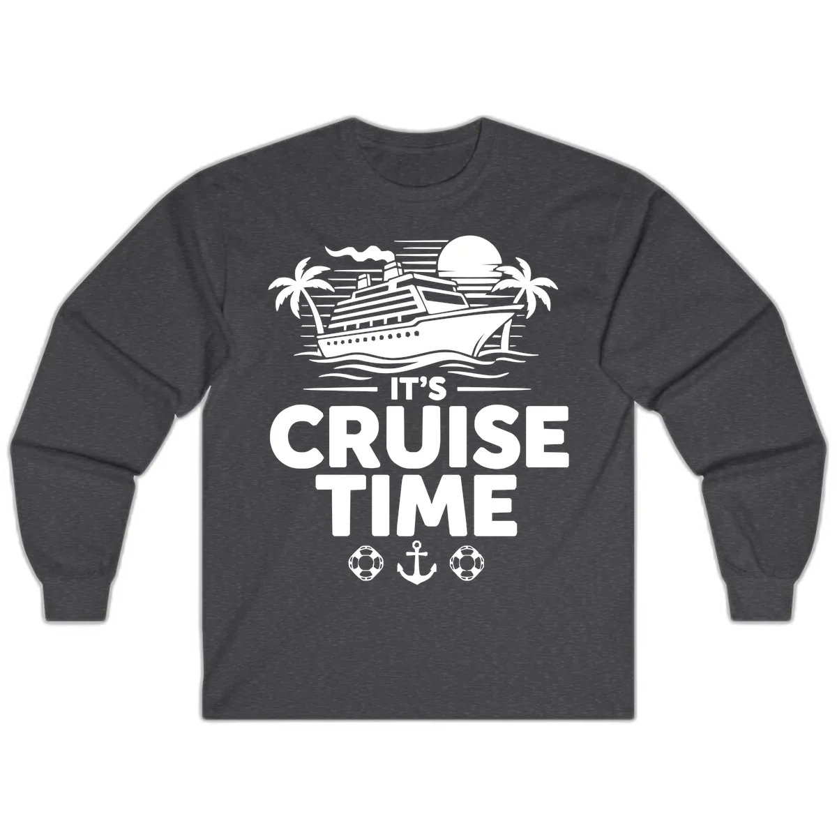 It's Cruise Time Tropical Getaway Long Sleeve in Dark Heather