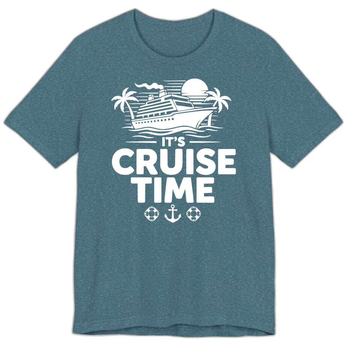 It's Cruise Time Tropical Getaway Premium T-Shirt in Heather Deep Teal