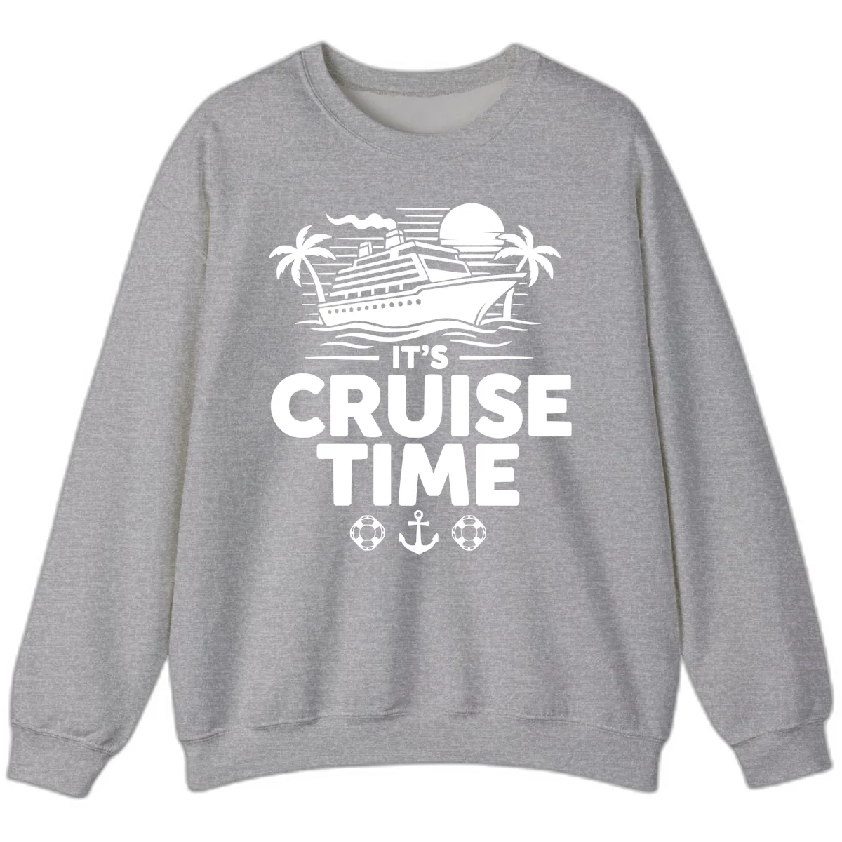 It's Cruise Time Tropical Getaway Sweatshirt in Sport Grey