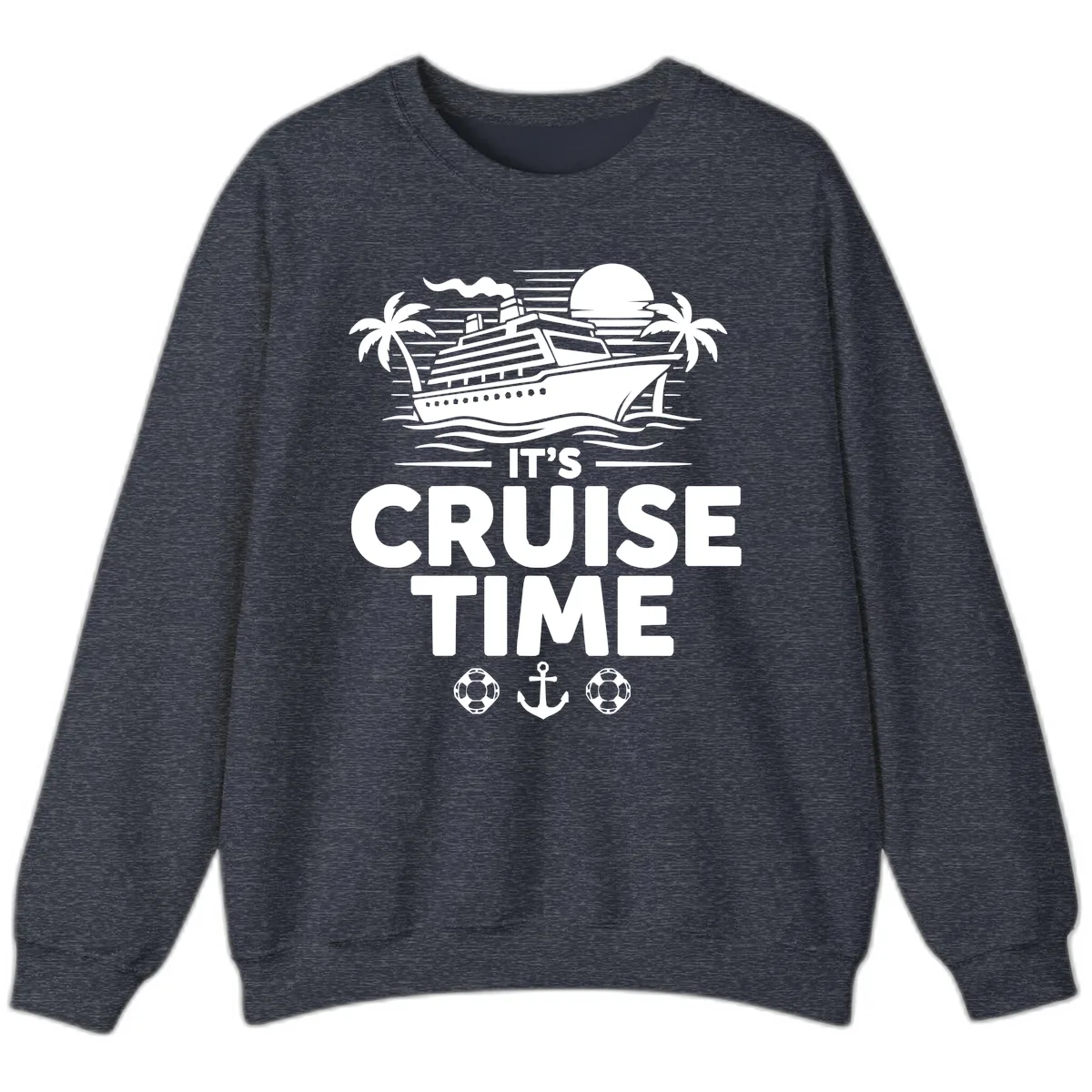 It's Cruise Time Tropical Getaway Sweatshirt in Heather Sport Dark Navy