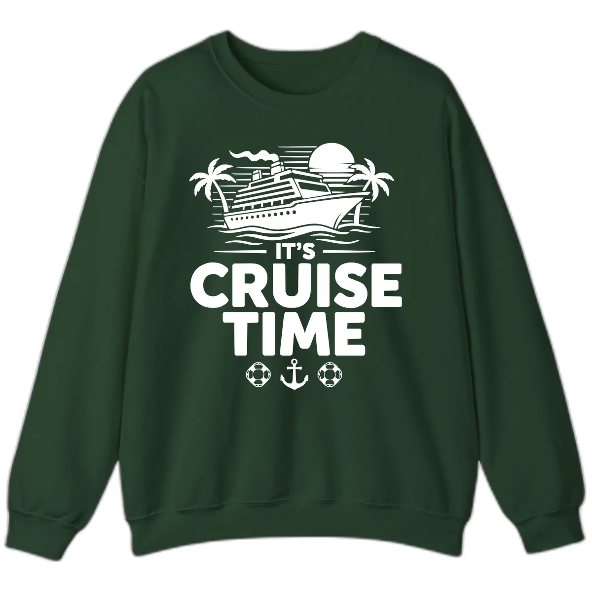 It's Cruise Time Tropical Getaway Sweatshirt in Forest Green