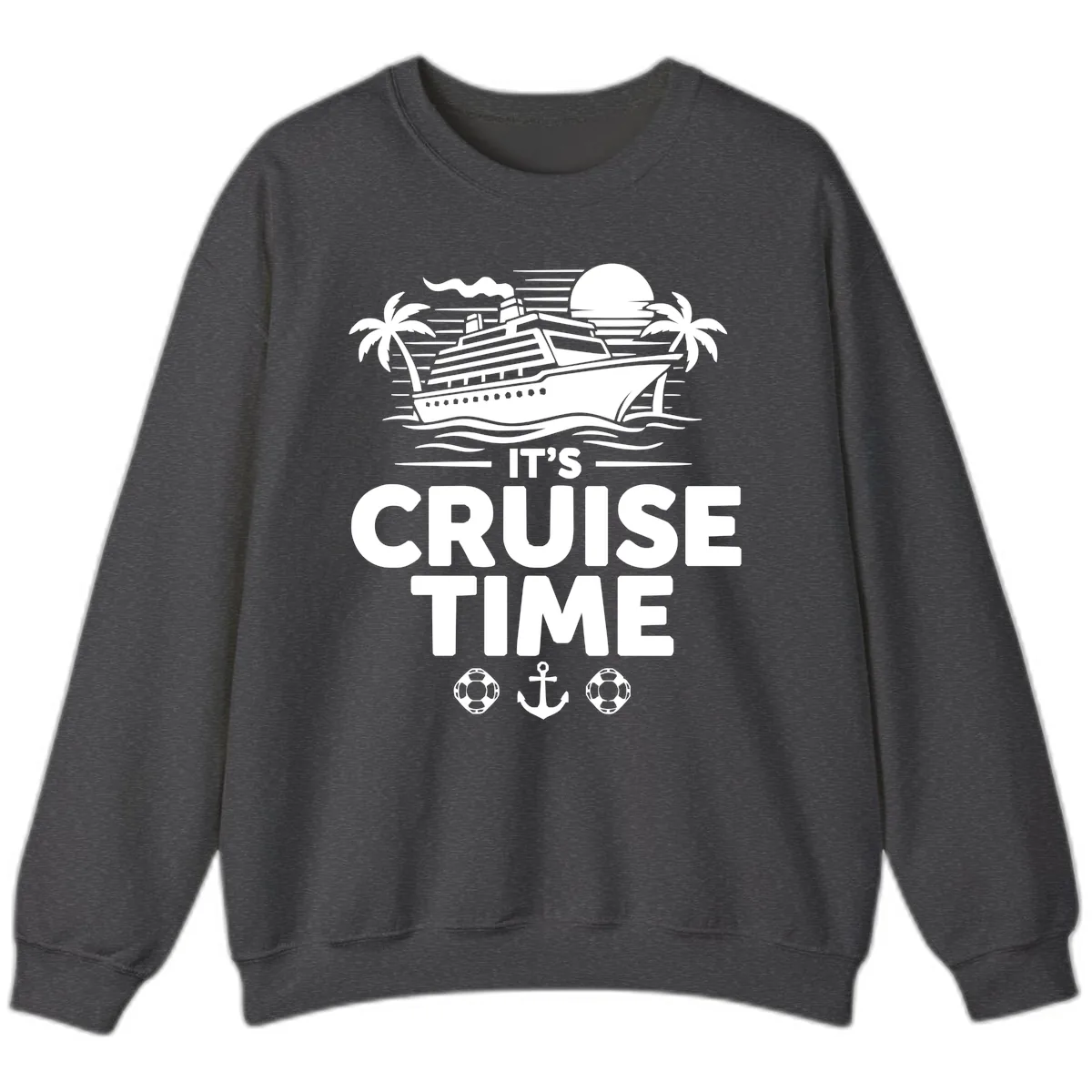 It's Cruise Time Tropical Getaway Sweatshirt in Dark Heather