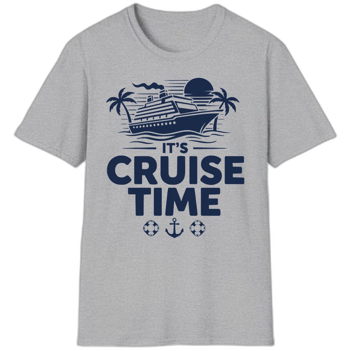 It's Cruise Time Tropical Getaway T-Shirt in Sport Grey