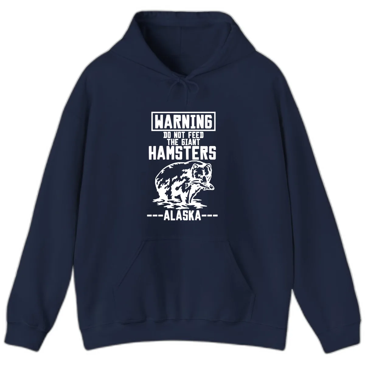 Do Not Feed The Giant Hamsters Alaska Hoodie in Navy