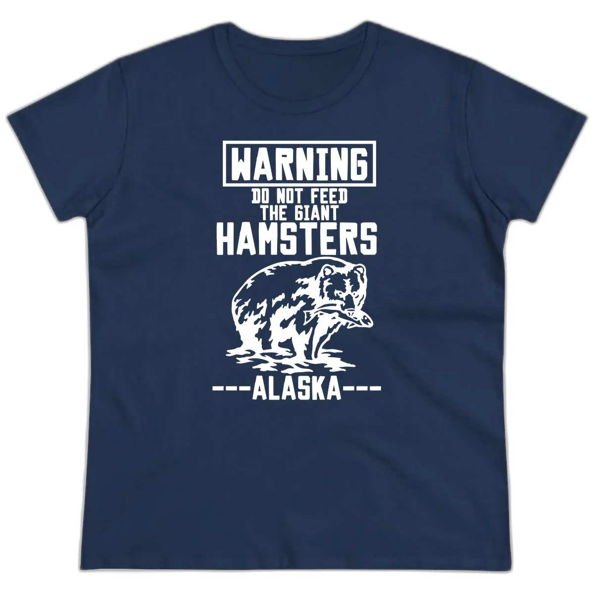 Do Not Feed The Giant Hamsters Alaska Ladies Tee in Navy