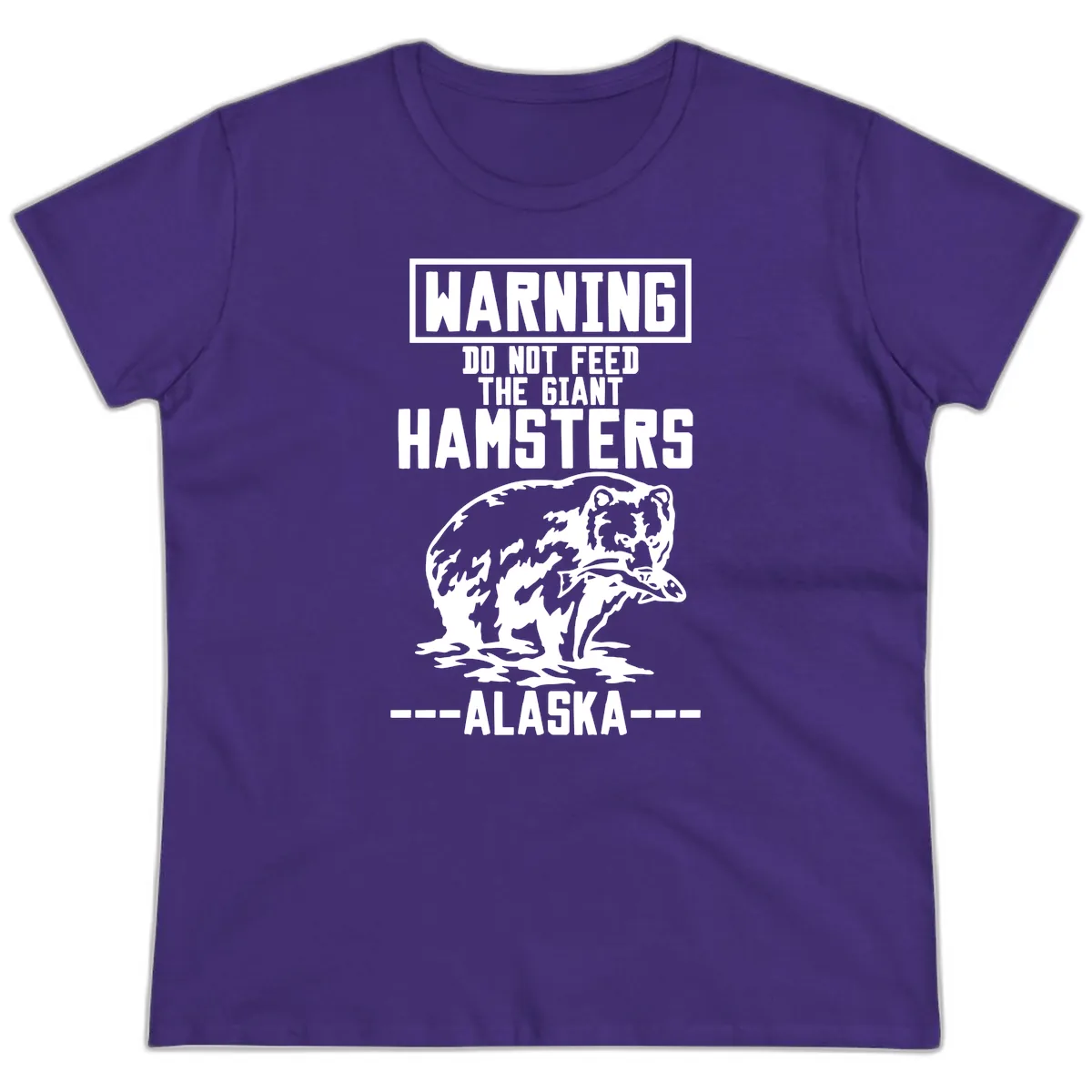Do Not Feed The Giant Hamsters Alaska Ladies Tee in Purple