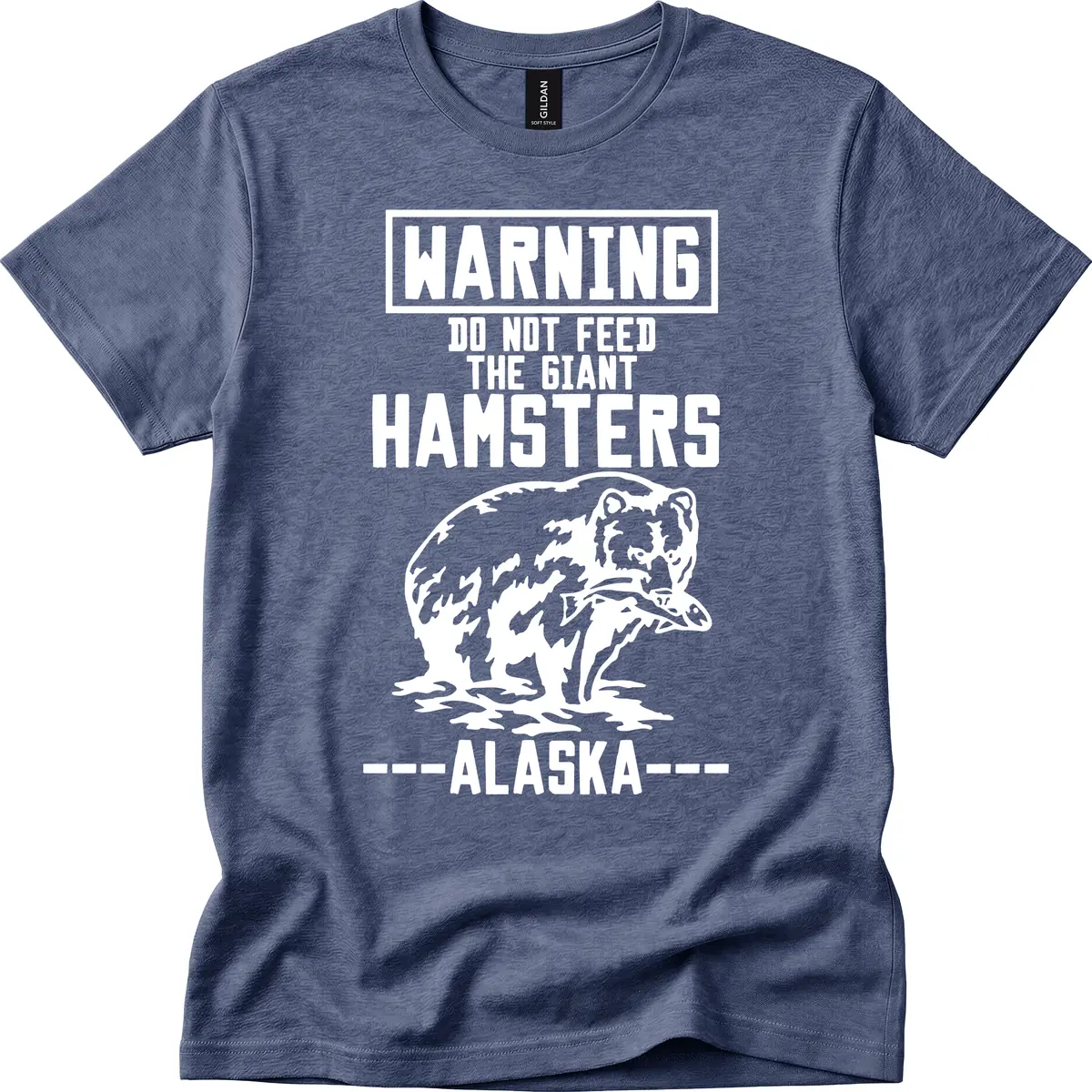 Do Not Feed The Giant Hamsters Alaska T-Shirt in Heather Navy