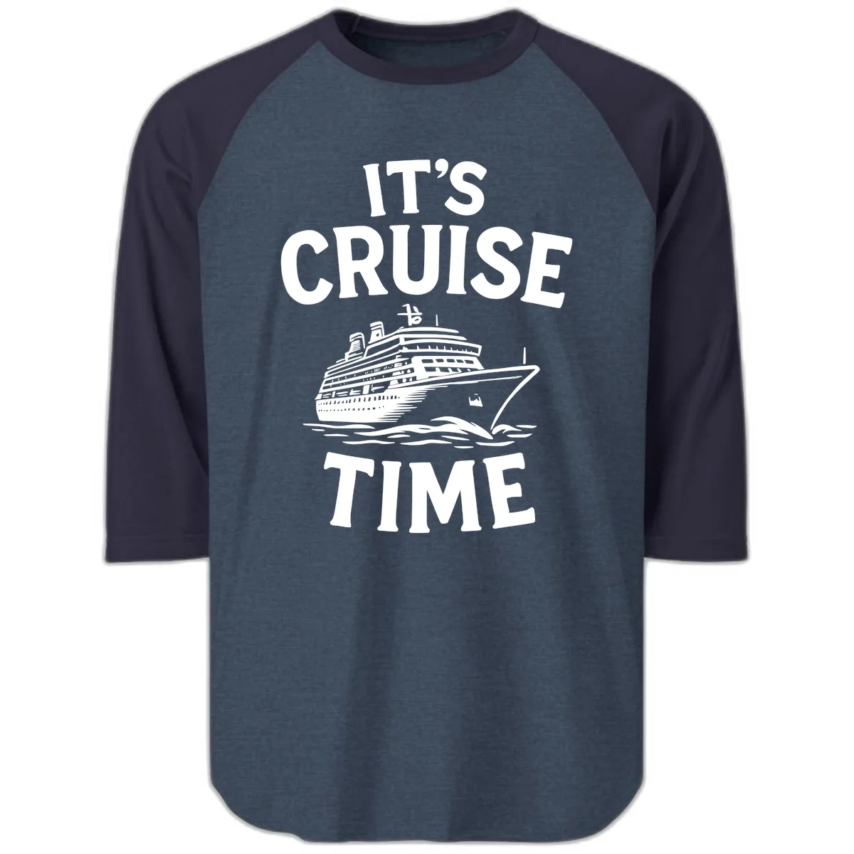 It's Cruise Time Raglan 3/4 in Heather Denim Navy
