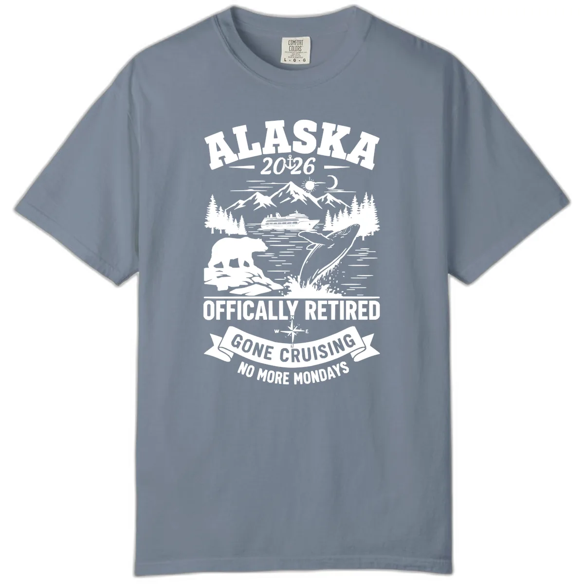 Alaska 2026 Officially Retired Gone Cruising Comfort Color in Blue Jean