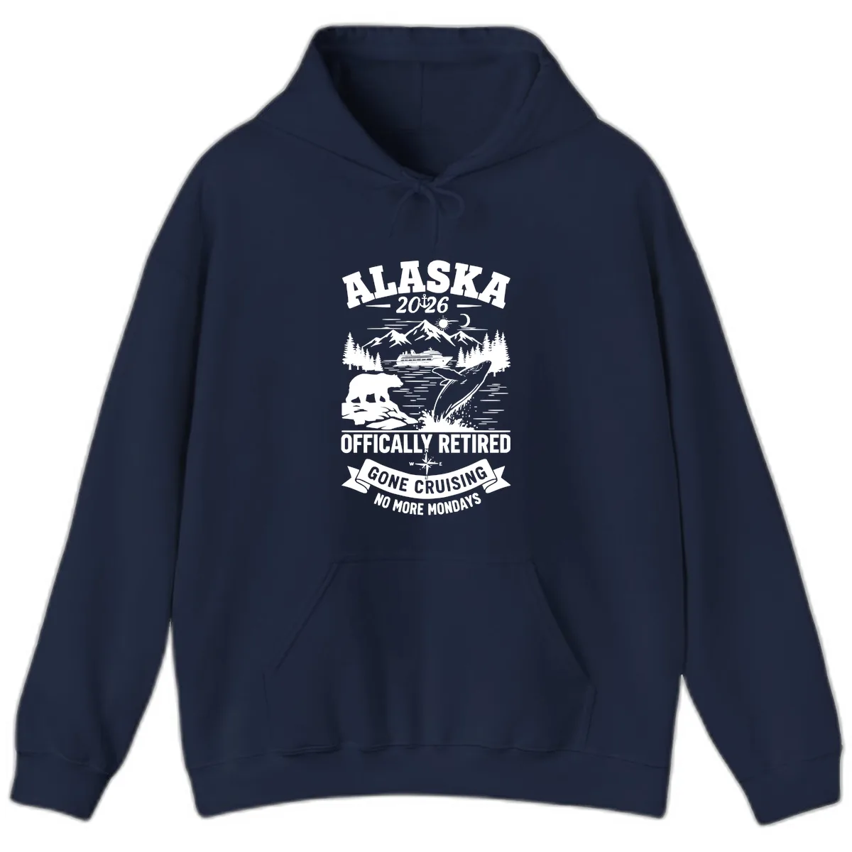 Alaska 2026 Officially Retired Gone Cruising Hoodie in Navy
